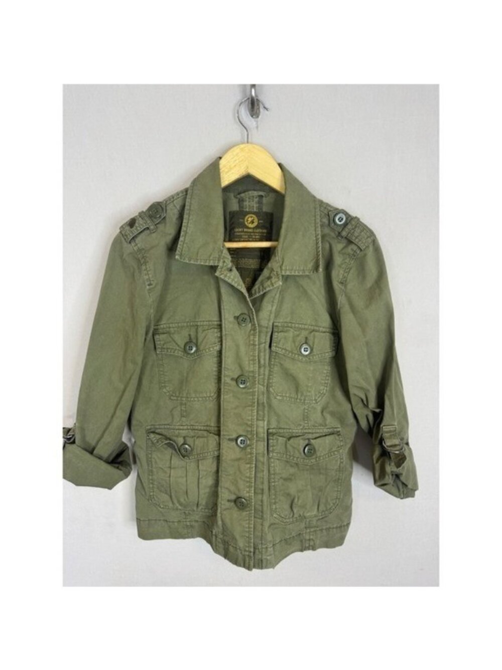 Lucky Brand Olive Green Military Field Jacket Womens Large Utility Cargo 7W30102